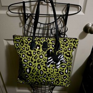 Furla Lime Green Leopard Tote